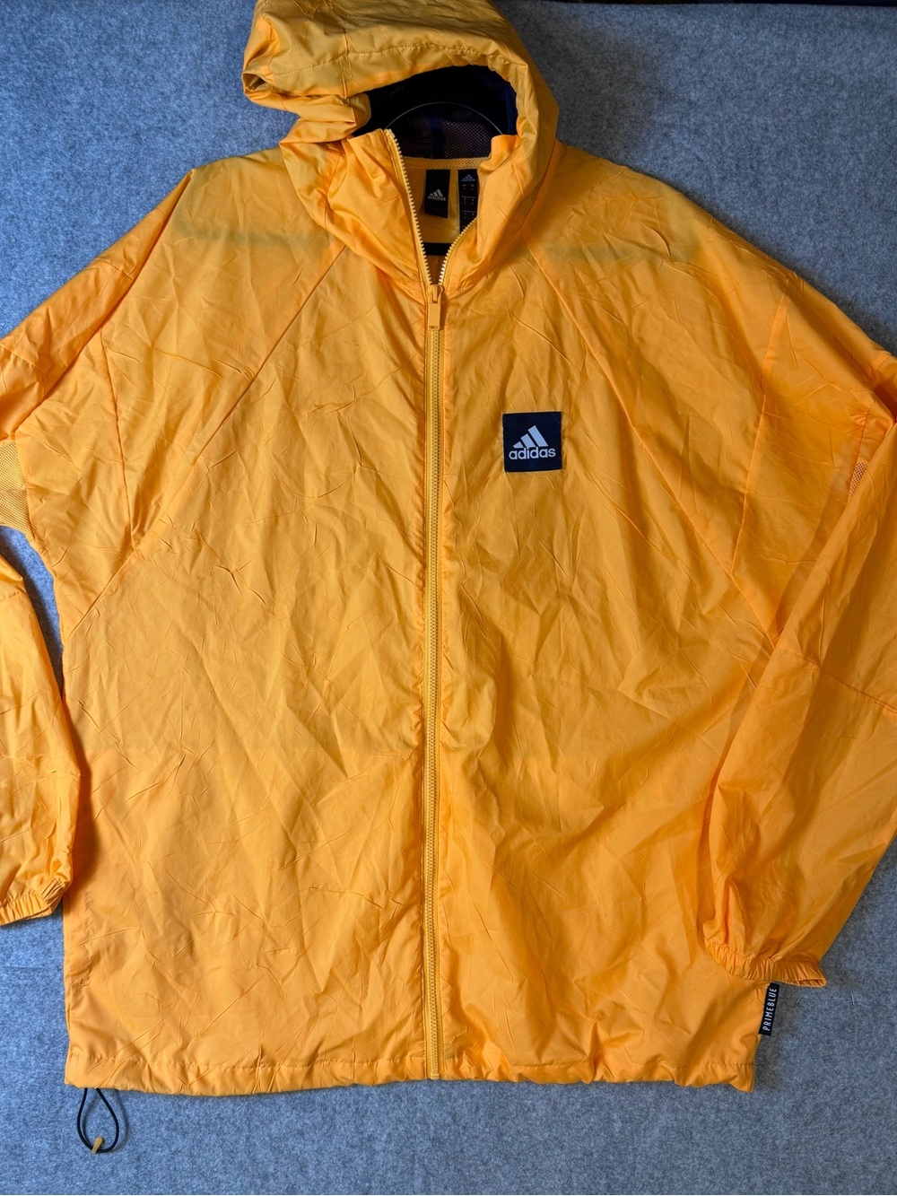 Adidas Primeblue W.N.D. Windbreaker Jacket Mens Large Orange Hooded Full Zip